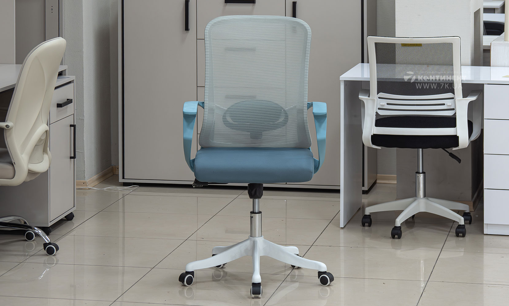 Офісне крісло Стілець офісний Уно сірий/аква - фото 3