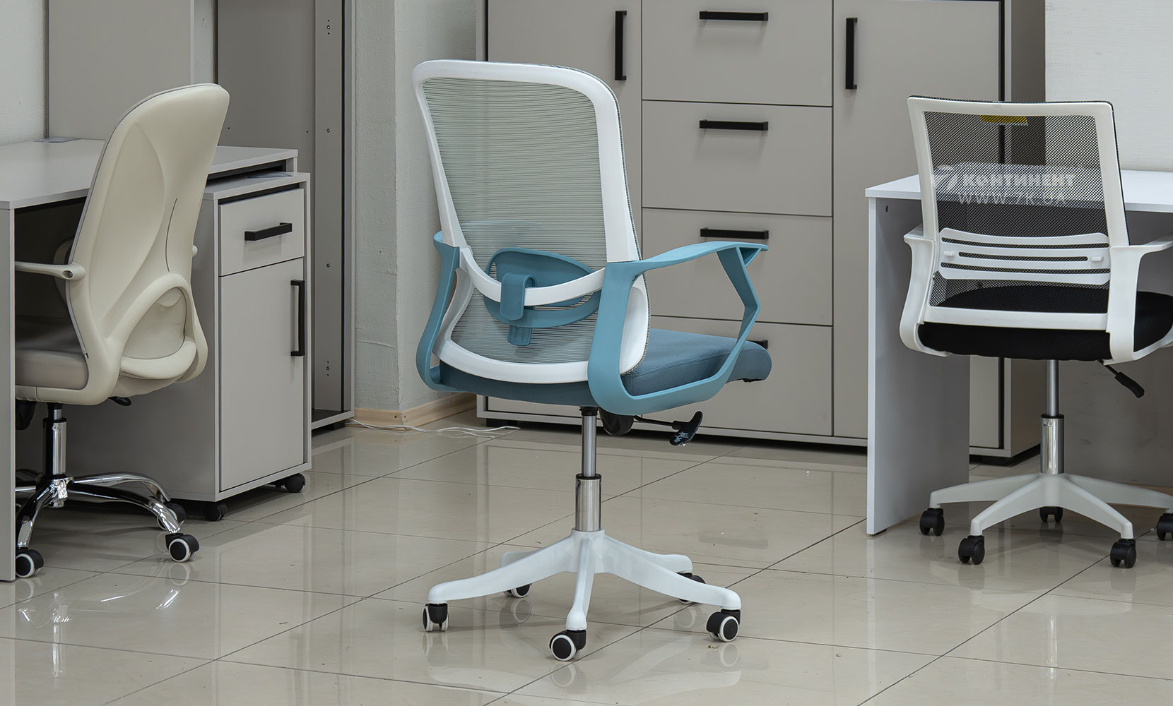 Офісне крісло Стілець офісний Уно сірий/аква - фото 4