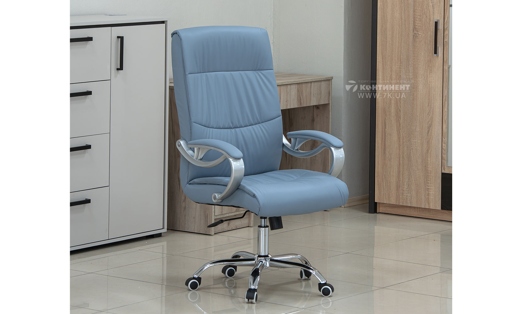 Офісне крісло Стілець офісний Ентер сіро-блакитний - фото 2