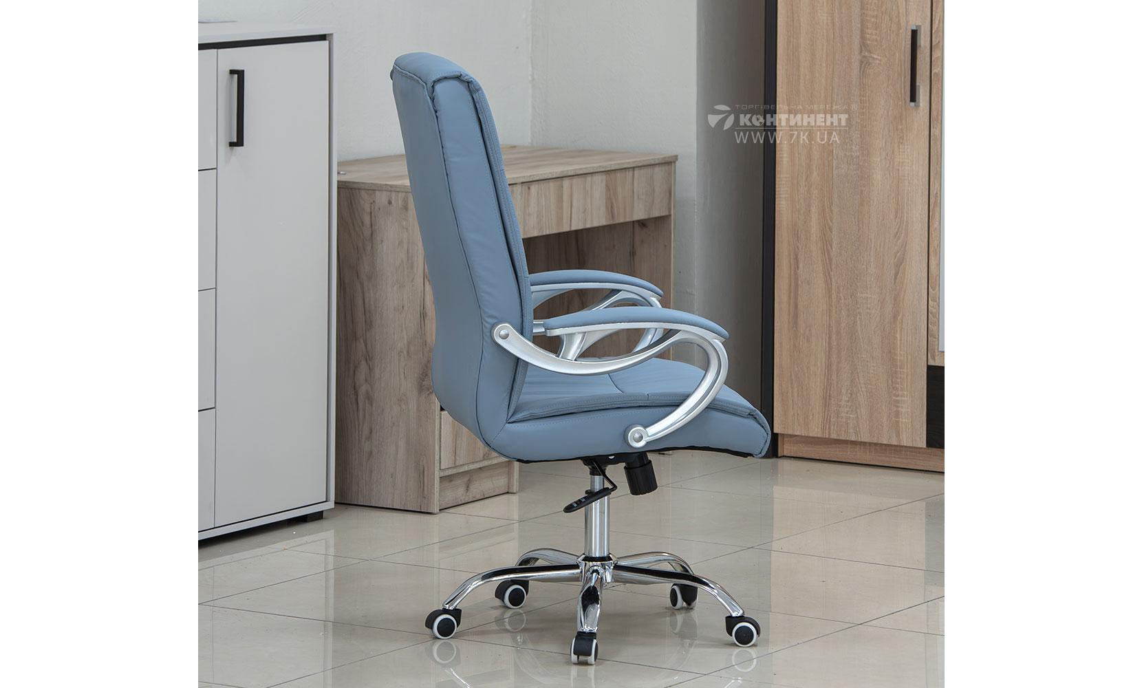 Офісне крісло Стілець офісний Ентер сіро-блакитний - фото 4