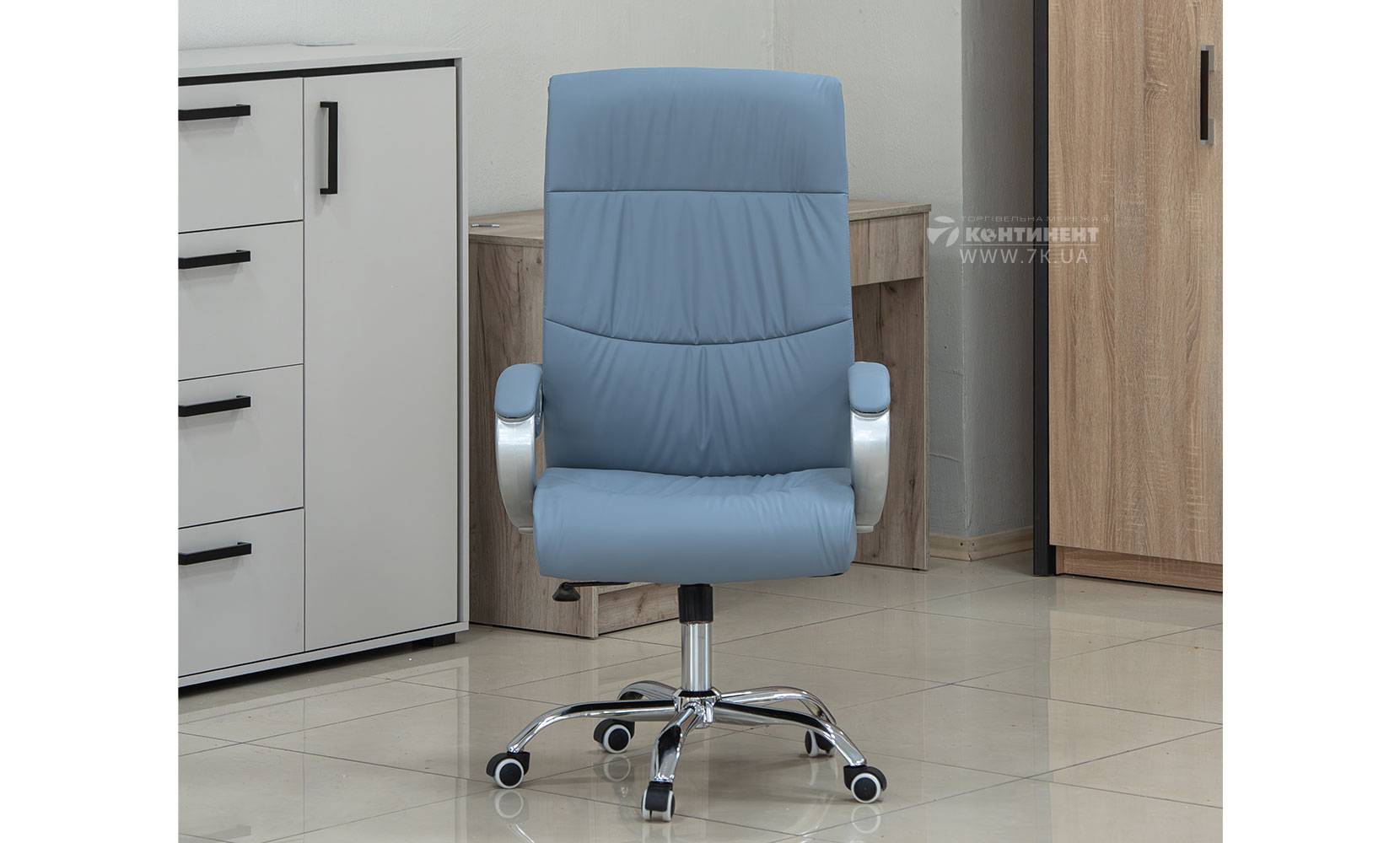 Офісне крісло Стілець офісний Ентер сіро-блакитний - фото 3