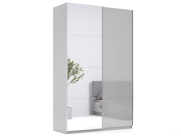 Шафа у спальню Мегі MG-15 Шафа-Купе 1,5м(двері глянець /дзеркало) глянець сірий шиншила