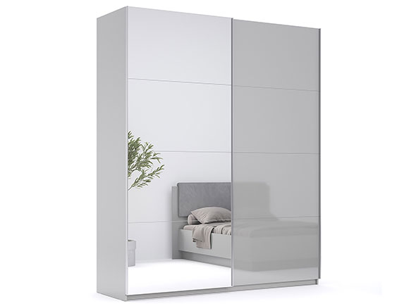 Шафа у спальню Мегі MG-20 Шафа-Купе 2,0м(Двері глянець /Дзеркало) глянець сірий шиншила