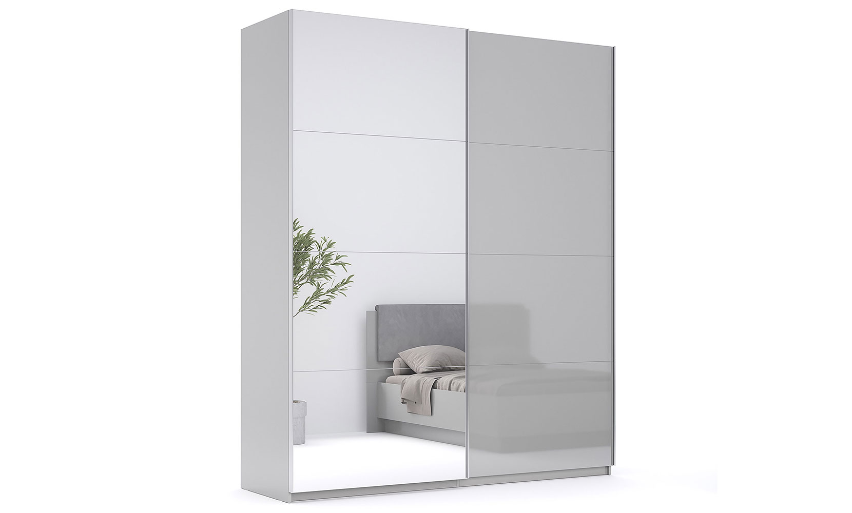 Шафа у спальню Мегі MG-20 Шафа-Купе 2,0м(Двері глянець /Дзеркало) глянець сірий шиншила - фото 1