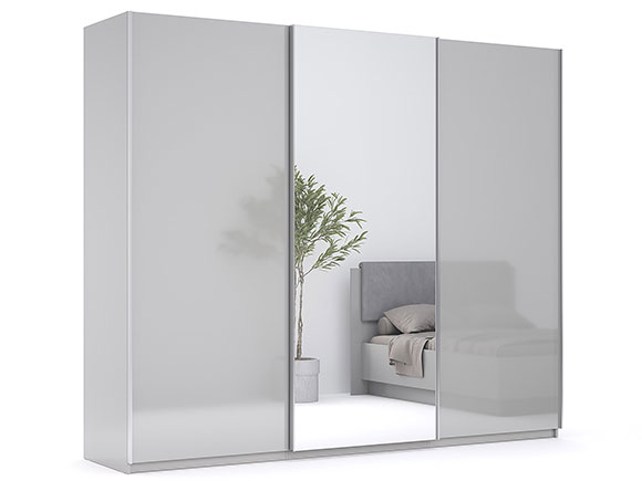 Шафа у спальню Мегі MG-25 Шафа-Купе 2,5м(Двері глянець /Дзеркало) глянець сірий шиншила