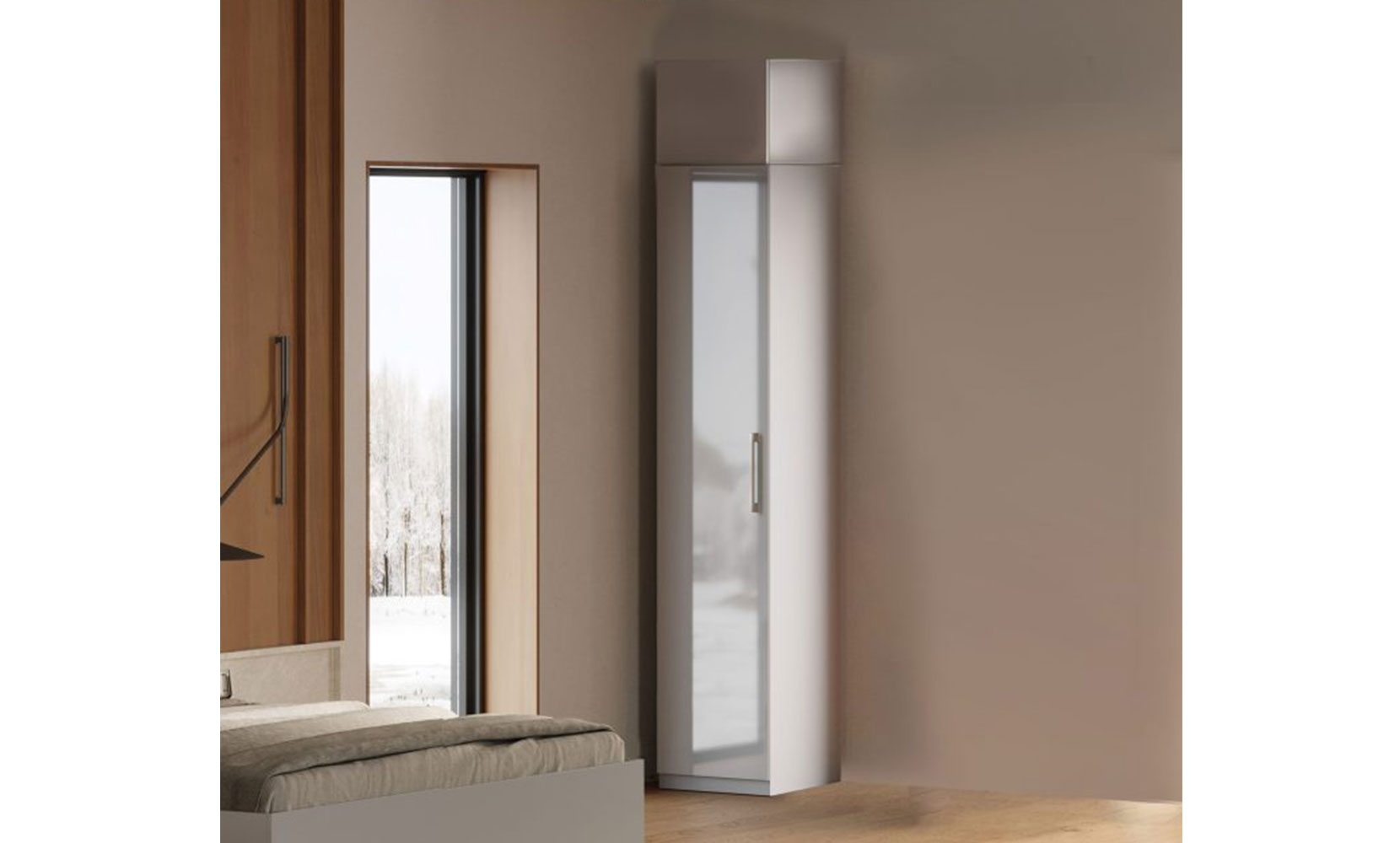 Шафа у спальню Мегі MG-01 Антресоль 1дв глянець сірий шиншила - фото 2