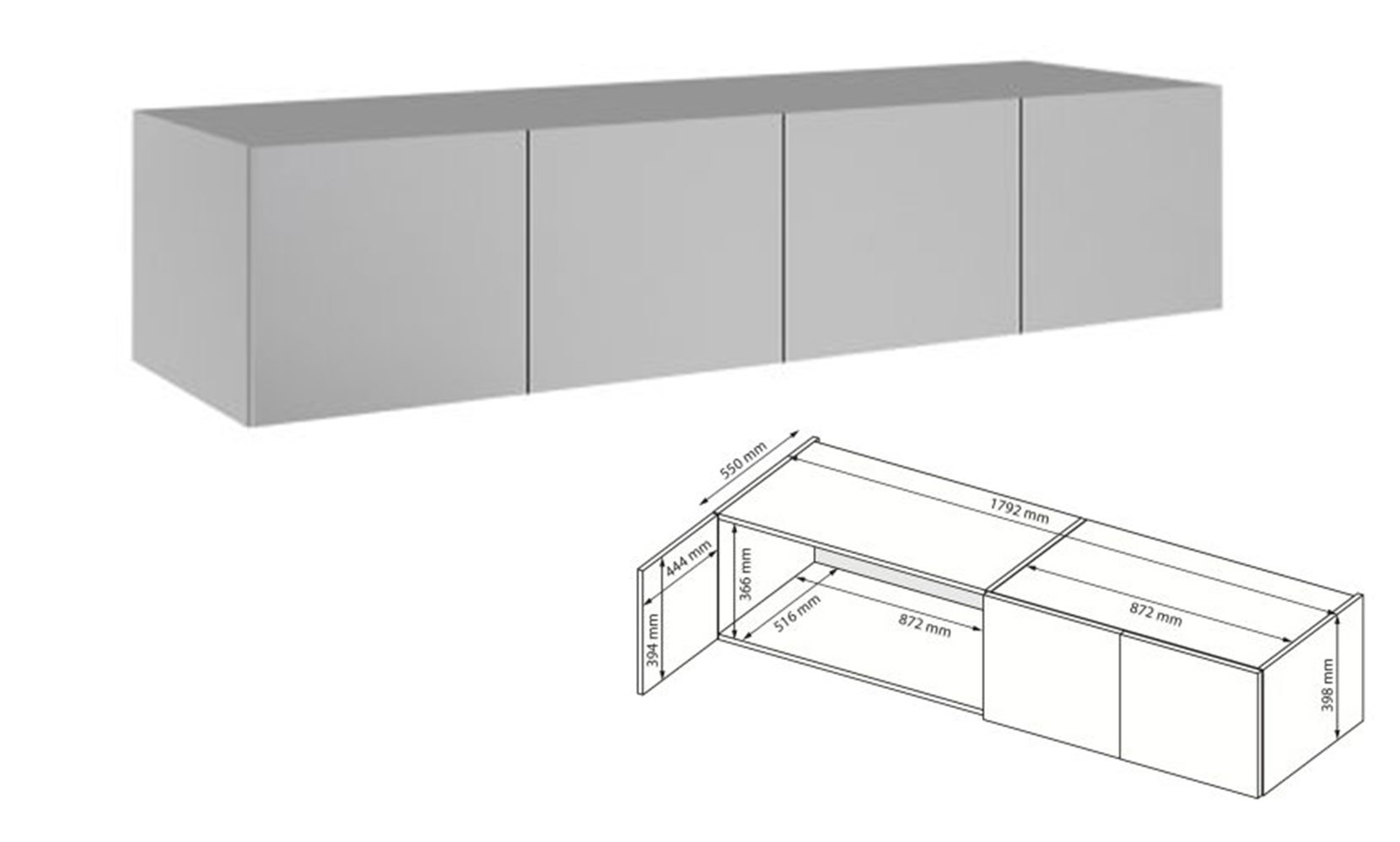 Шафа у спальню Мегі MG-04 Антресоль 4дв глянець сірий шиншила - фото 1