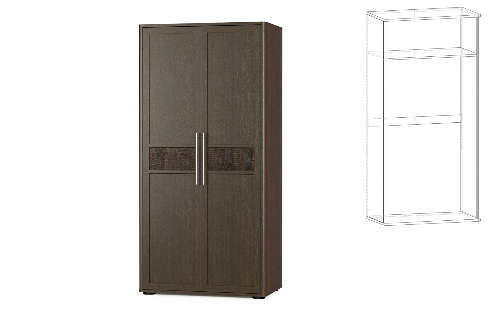 Шафа у спальню Токіо шафа 2д (з 2-ма дзеркалами) венге - фото 1