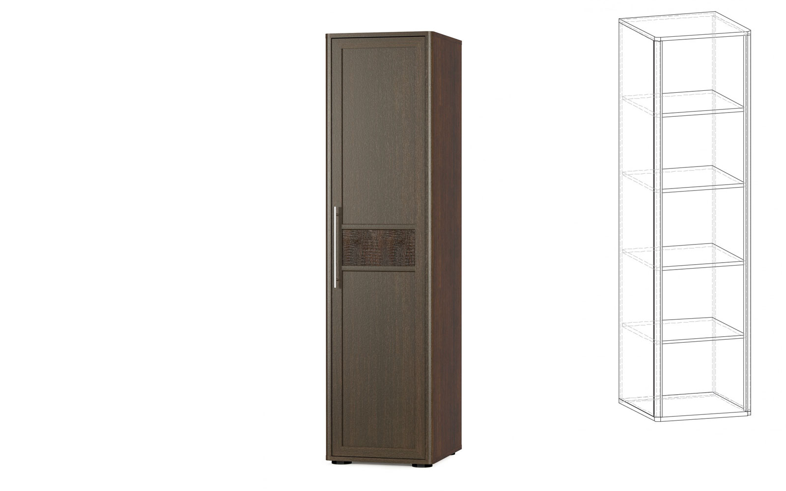 Шафа у спальню Токіо пенал 1Д (фасад з дзеркалом) венге - фото 1