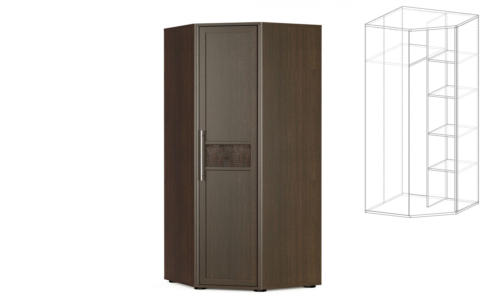 Шафа у спальню Токіо шафа кутова (без дзеркала) венге - фото 1