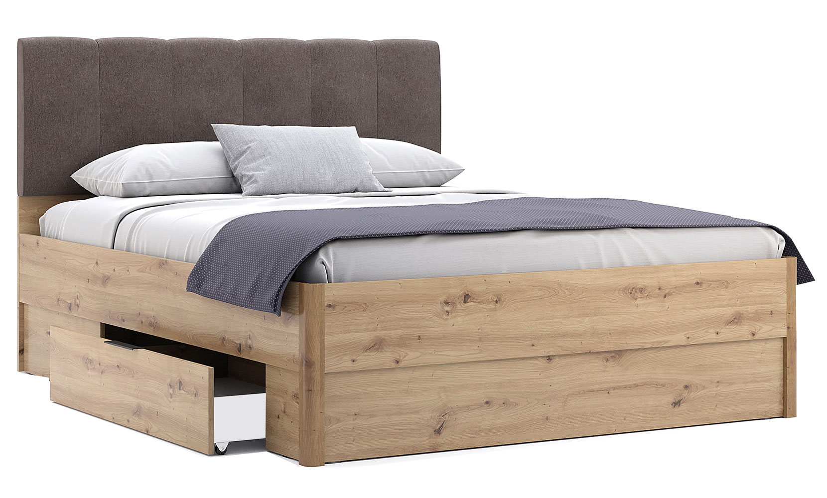 Ліжко Тедді TD-36 Ліжко 1,6х2,0 з шухлядами (без каркасу) дуб артізан - фото 1