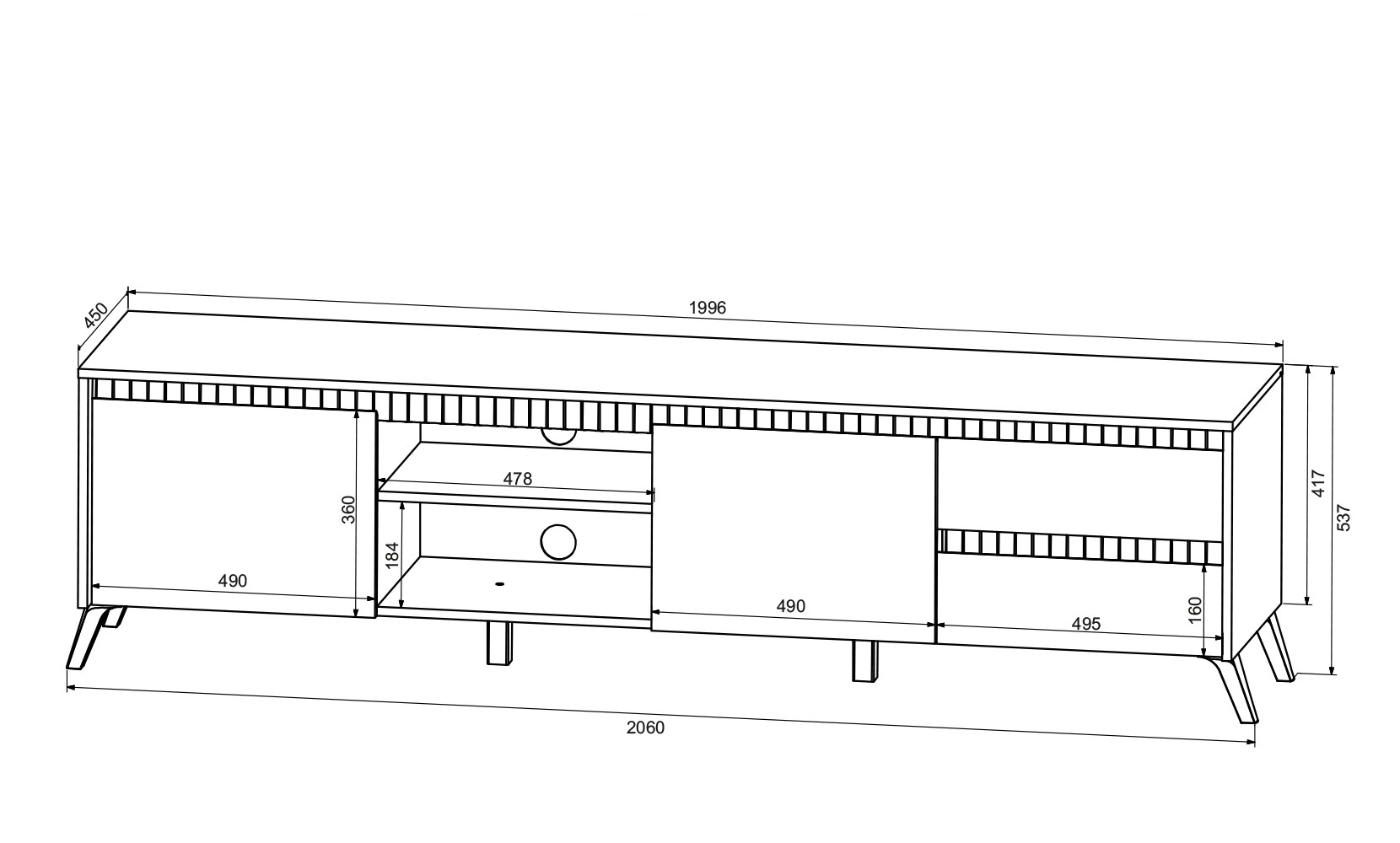 Тумба ТВ Лаундж 002 тумба RTV 2K2So кашемір/ дуб сонома - фото 3