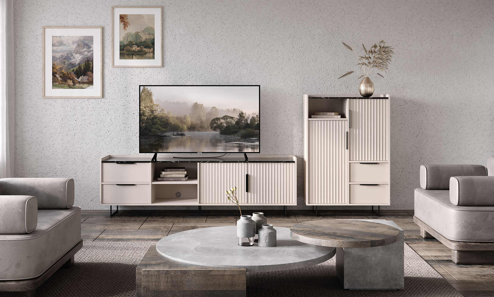 Комод Фреско 007 комод KOM 2D2S кашемір/темний мармур - фото 4