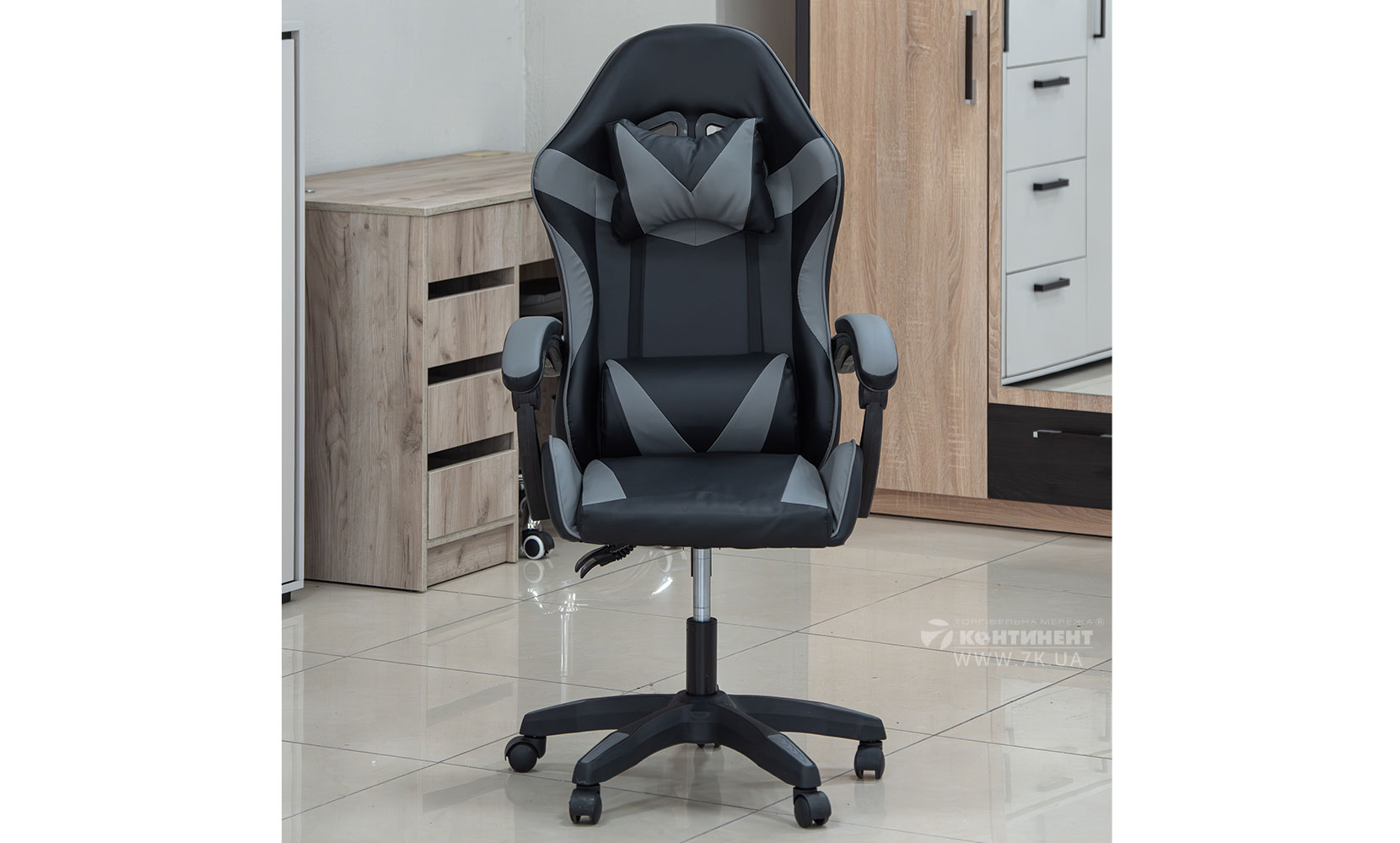 Офісне крісло Стілець офісний Слім чорно-сірий - фото 3