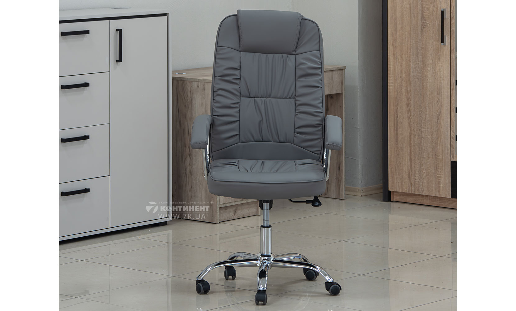 Офісне крісло Стілець офісний Фокус сірий - фото 3