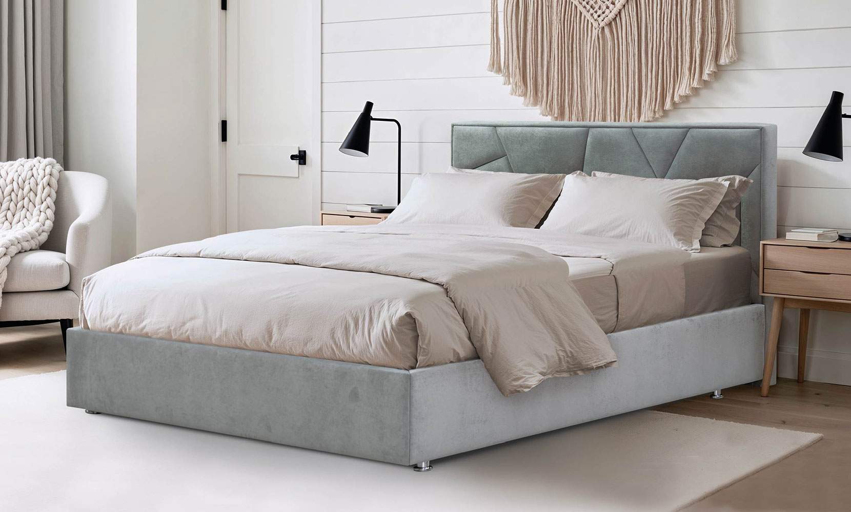 М'які ліжка Морган 160*200 з підйом.механізмом, б/м в тканині 1кат - фото 1