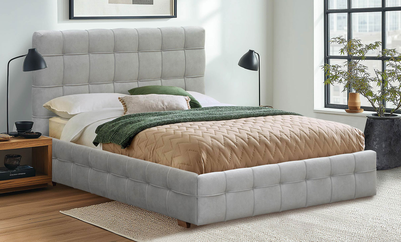 М'які ліжка Хантер 160*200 з підйом.механізмом, б/м в тканині 1кат - фото 1