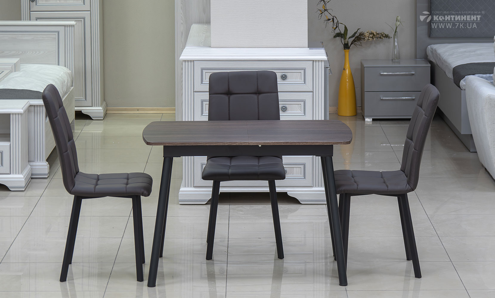 Кухонний стіл Соло чорний метал/дуб ТК(горіх) - фото 2