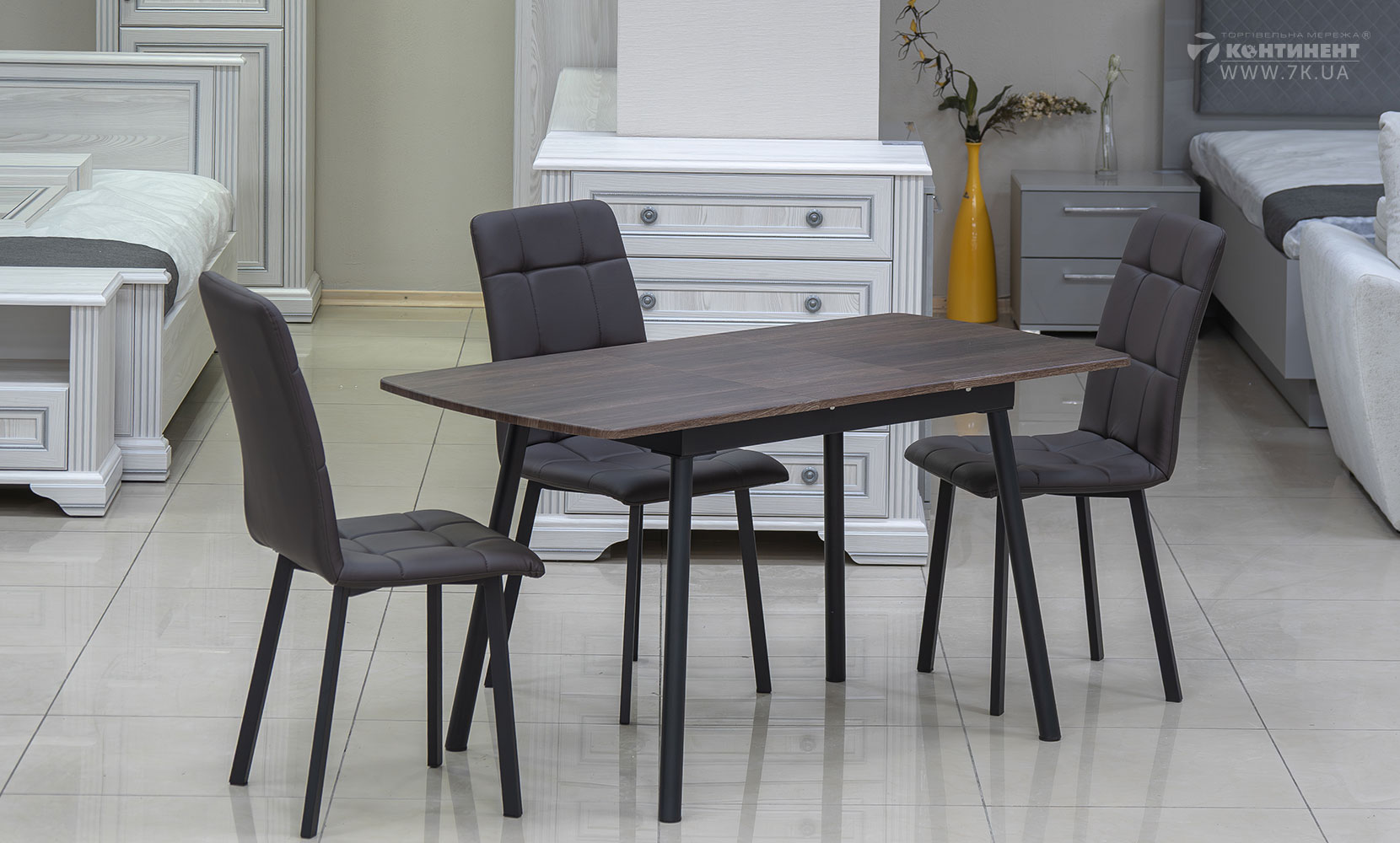 Кухонний стіл Соло чорний метал/дуб ТК(горіх) - фото 3