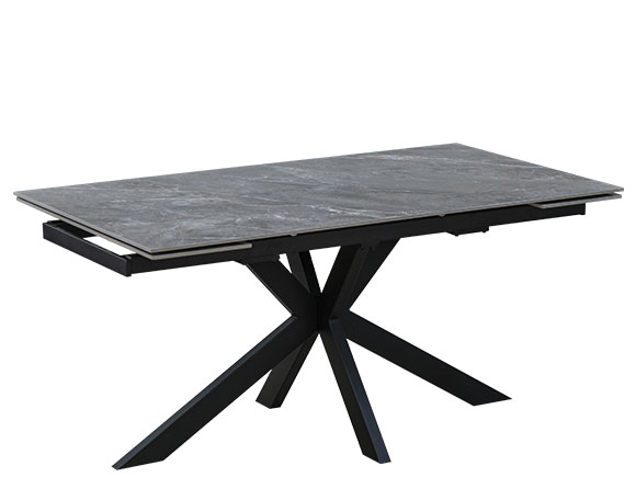 Стіл Квант 160х90(+60) чорний/керам Армані грей