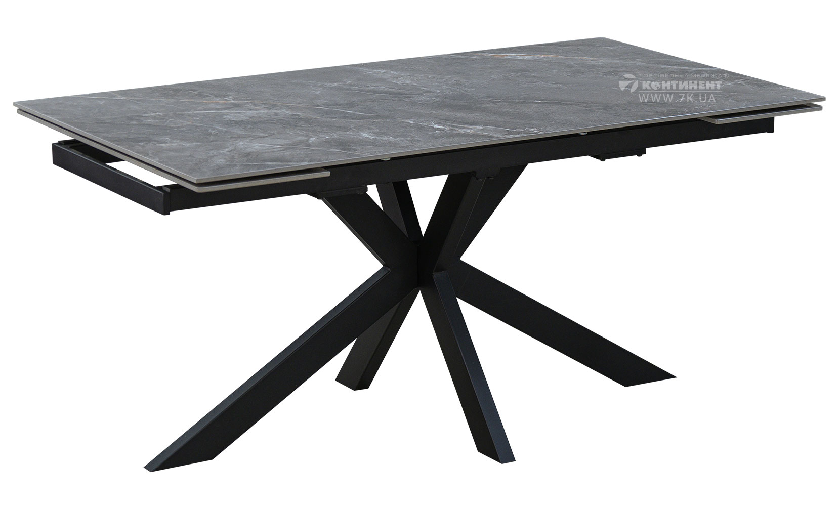 Кухонний стіл Стіл Квант 160х90(+60) чорний/керам Армані грей - фото 1 Кухонний стіл Стіл Квант 160х90(+60) чорний/керам Армані грей - фото 1