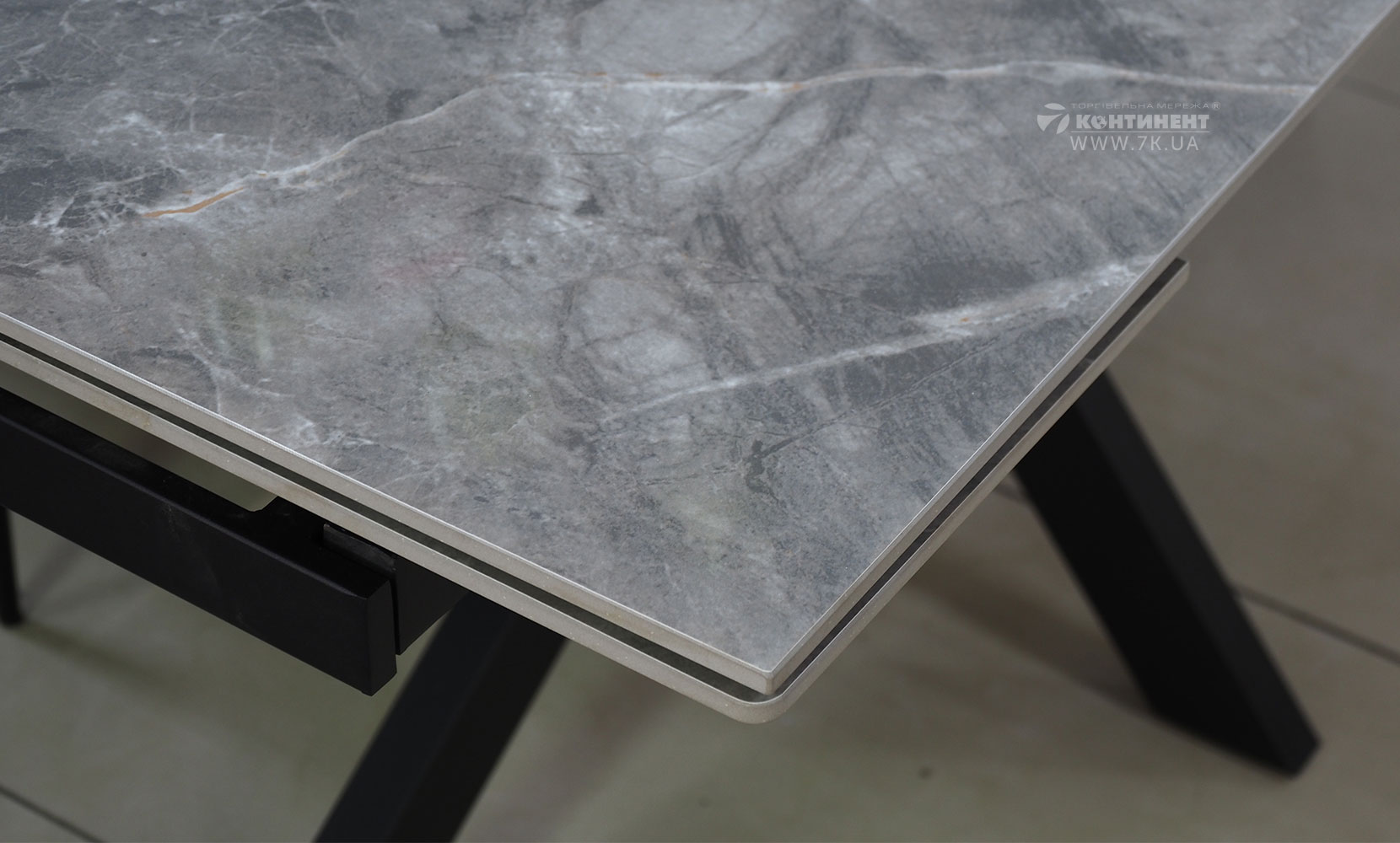 Кухонний стіл Стіл Квант 160х90(+60) чорний/керам Армані грей - фото 7 Кухонний стіл Стіл Квант 160х90(+60) чорний/керам Армані грей - фото 7
