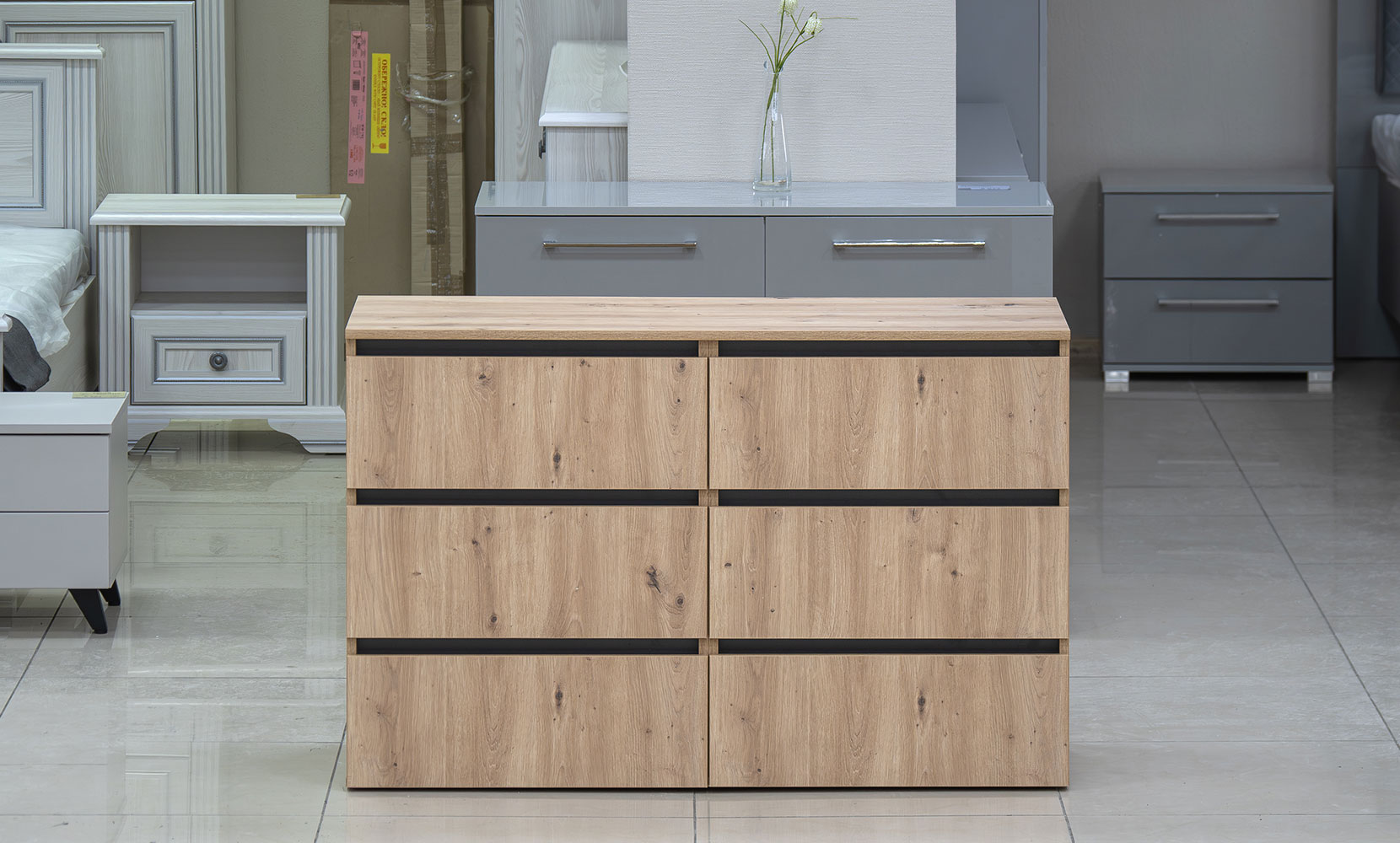 Комод ІДЕЯ комод К760/1200/2*3Ш дуб артизан/сірий графіт - фото 3