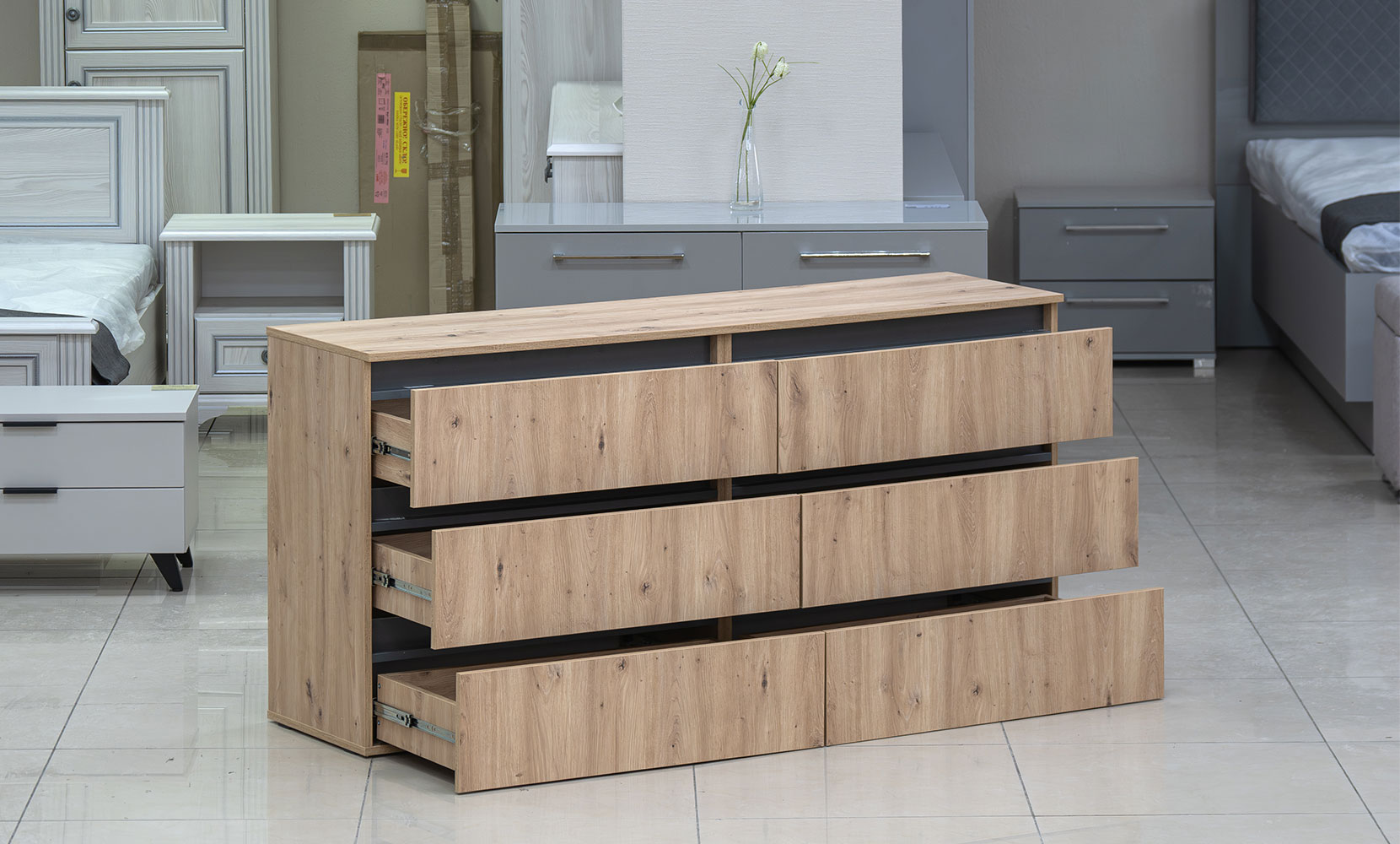 Комод ІДЕЯ комод К760/1600/2х3Ш дуб артизан/сірий графіт - фото 4 Комод ІДЕЯ комод К760/1600/2х3Ш дуб артизан/сірий графіт - фото 4