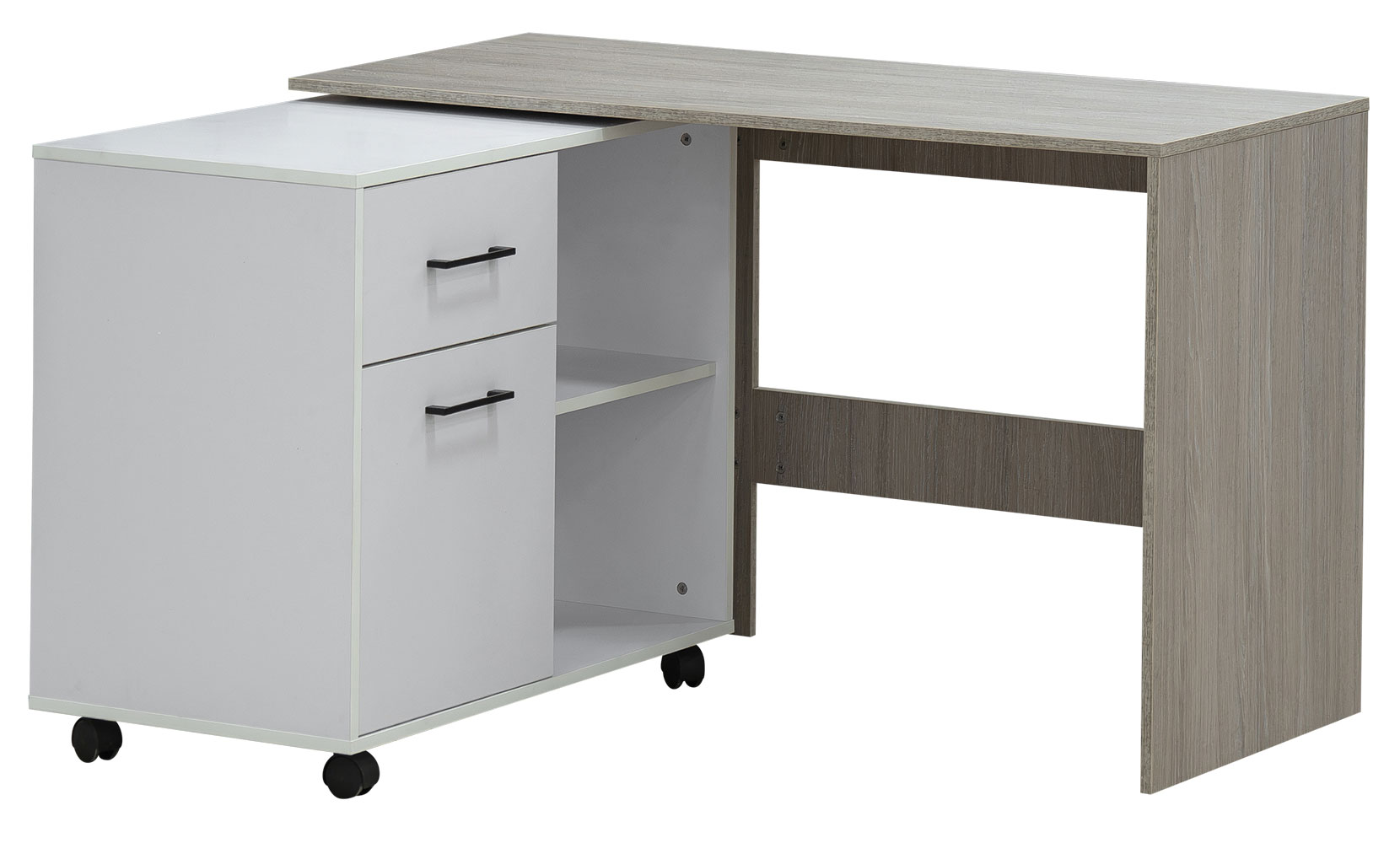 Письмовий та комп'ютерний стіл Стіл офісний кутовий поворотний лівий дуб урбан ойстер/німфея альба - фото 1