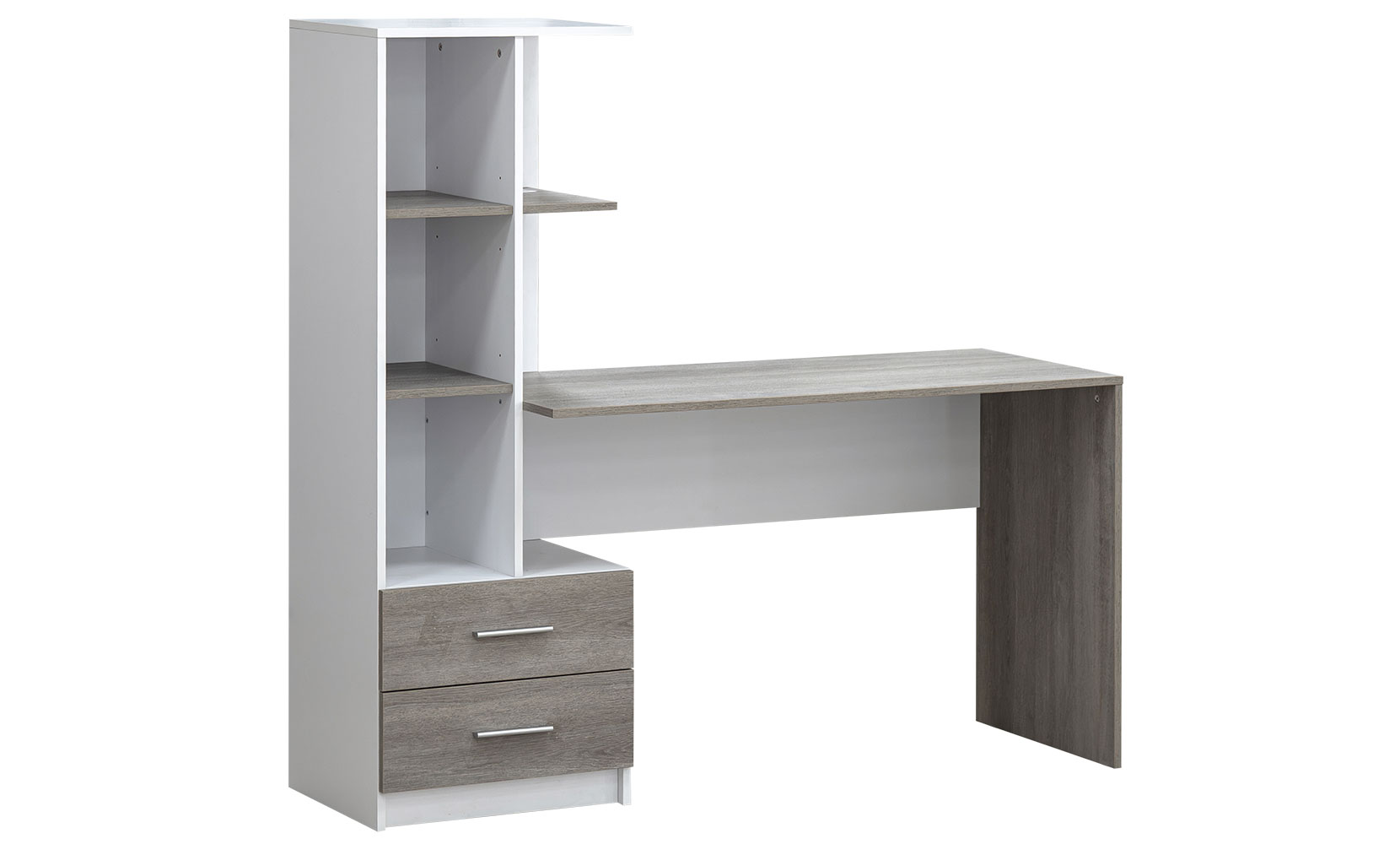 Письмовий та комп'ютерний стіл Флекс NEW лівий німфея альба/дуб клабхаус сірий - фото 1 Письмовий та комп'ютерний стіл Флекс NEW лівий німфея альба/дуб клабхаус сірий - фото 1