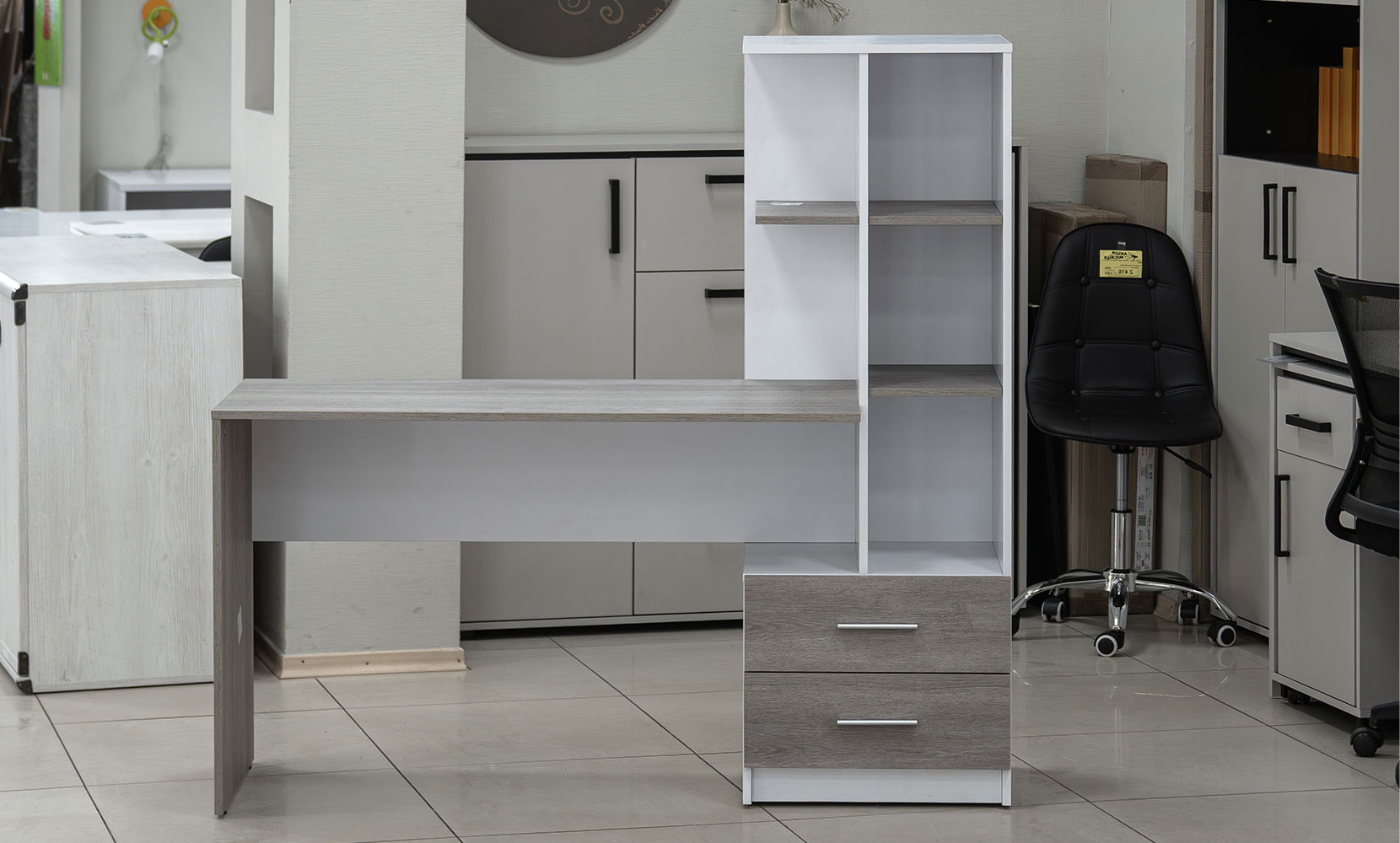 Письмовий та комп'ютерний стіл Флекс NEW правий німфея альба/дуб клабхаус сірий - фото 3