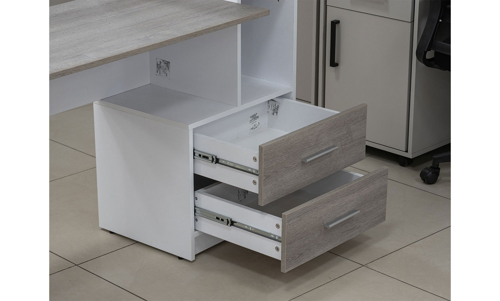 Письмовий та комп'ютерний стіл Флекс NEW правий німфея альба/дуб клабхаус сірий - фото 4