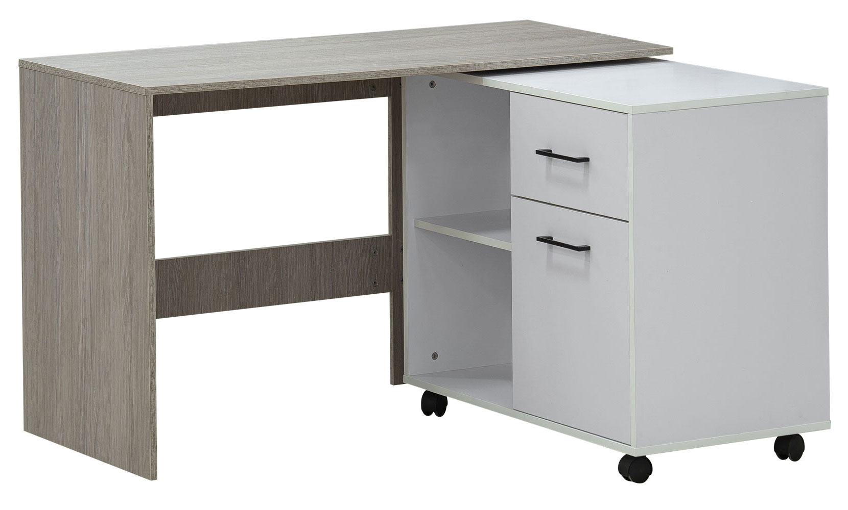 Письмовий та комп'ютерний стіл Стіл офісний кутовий поворотний правий дуб урбан ойстер/німфея альба - фото 1