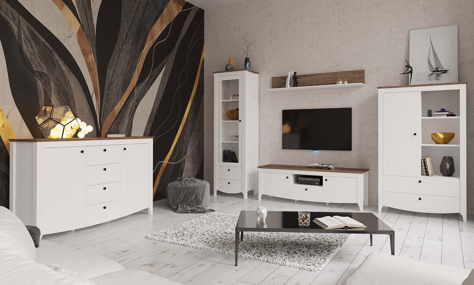 Вітрина Каріна вітрина REG 1W2S німфея альба/дуб сонома трюфель - фото 2