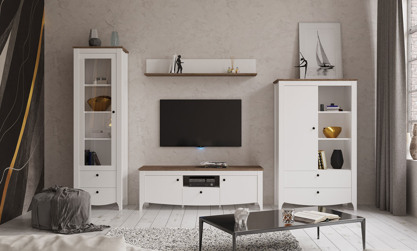 Вітрина Каріна вітрина REG 1W2S німфея альба/дуб сонома трюфель - фото 3