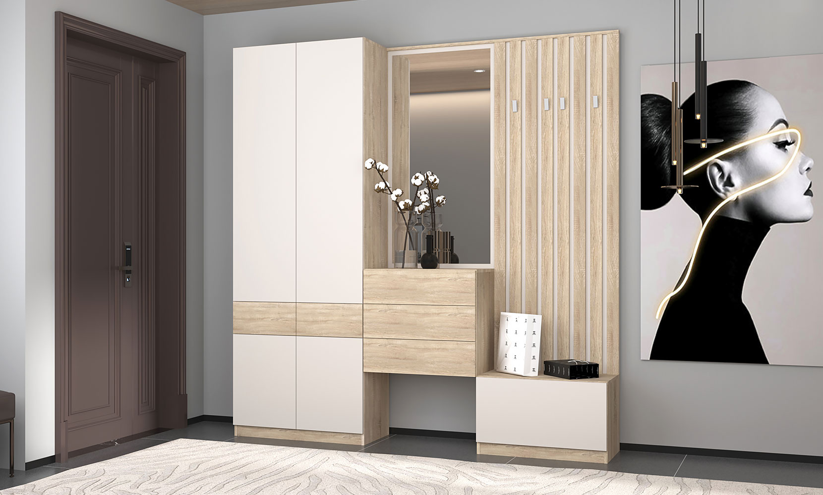 Шафа в прихожу Верто шафа SZF 4D2S дуб сонома/кашемір - фото 2 Шафа в прихожу Верто шафа SZF 4D2S дуб сонома/кашемір - фото 2