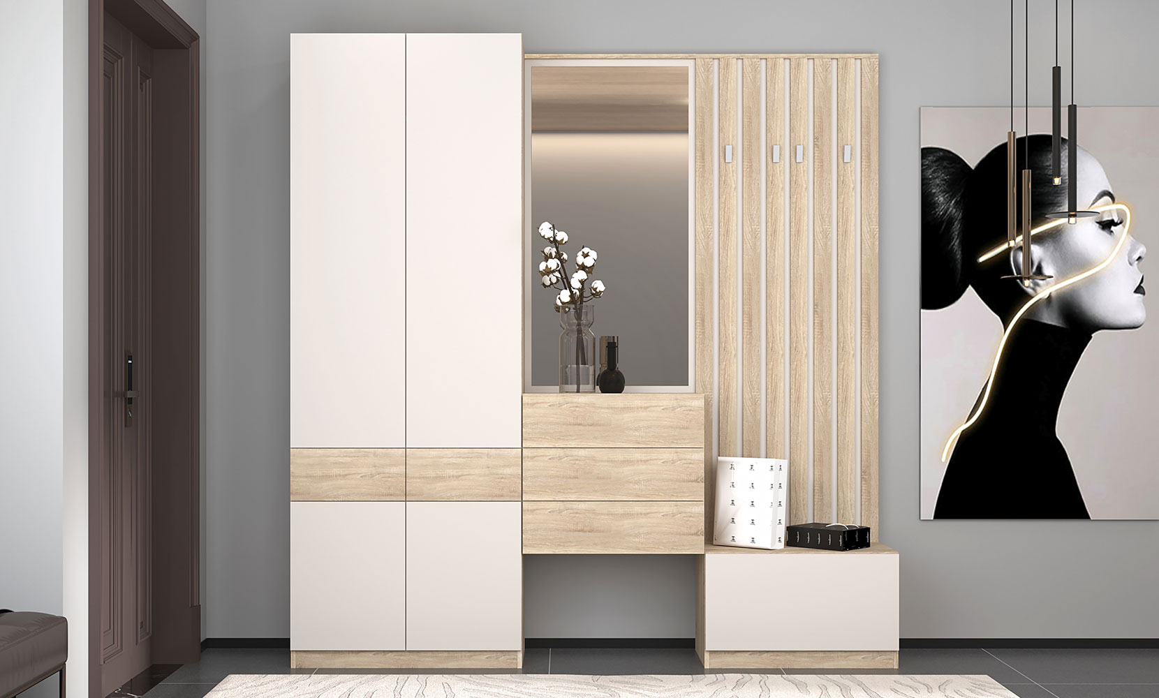 Шафа в прихожу Верто шафа SZF 4D2S дуб сонома/кашемір - фото 3 Шафа в прихожу Верто шафа SZF 4D2S дуб сонома/кашемір - фото 3