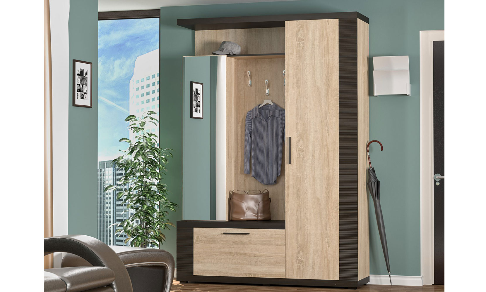 Готові рішення для прихожої Марк 150 дуб самоа/венге - фото 1
