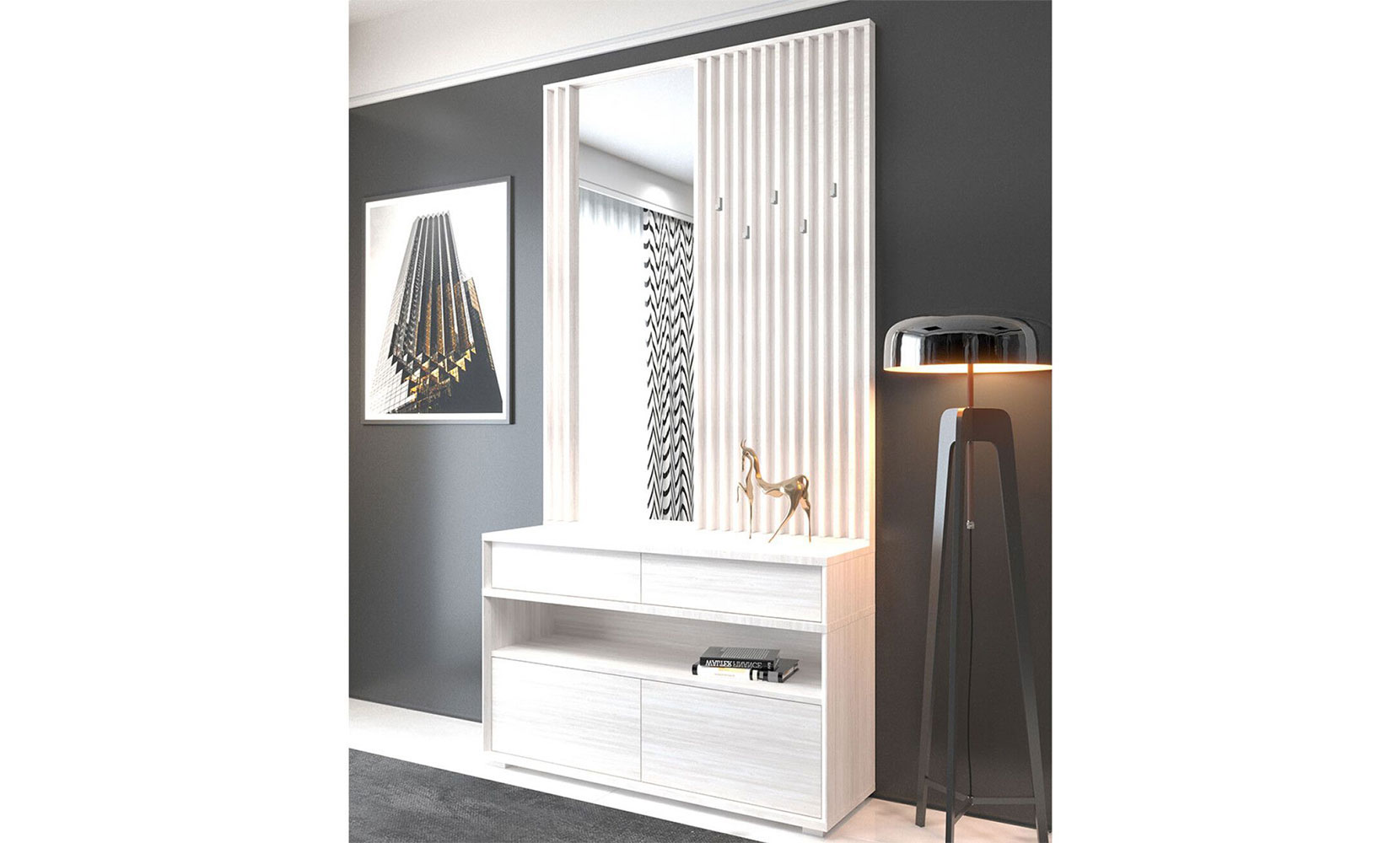 Тумба для взуття Делі передпокій тумба KOM2K ясен сніжний - фото 5