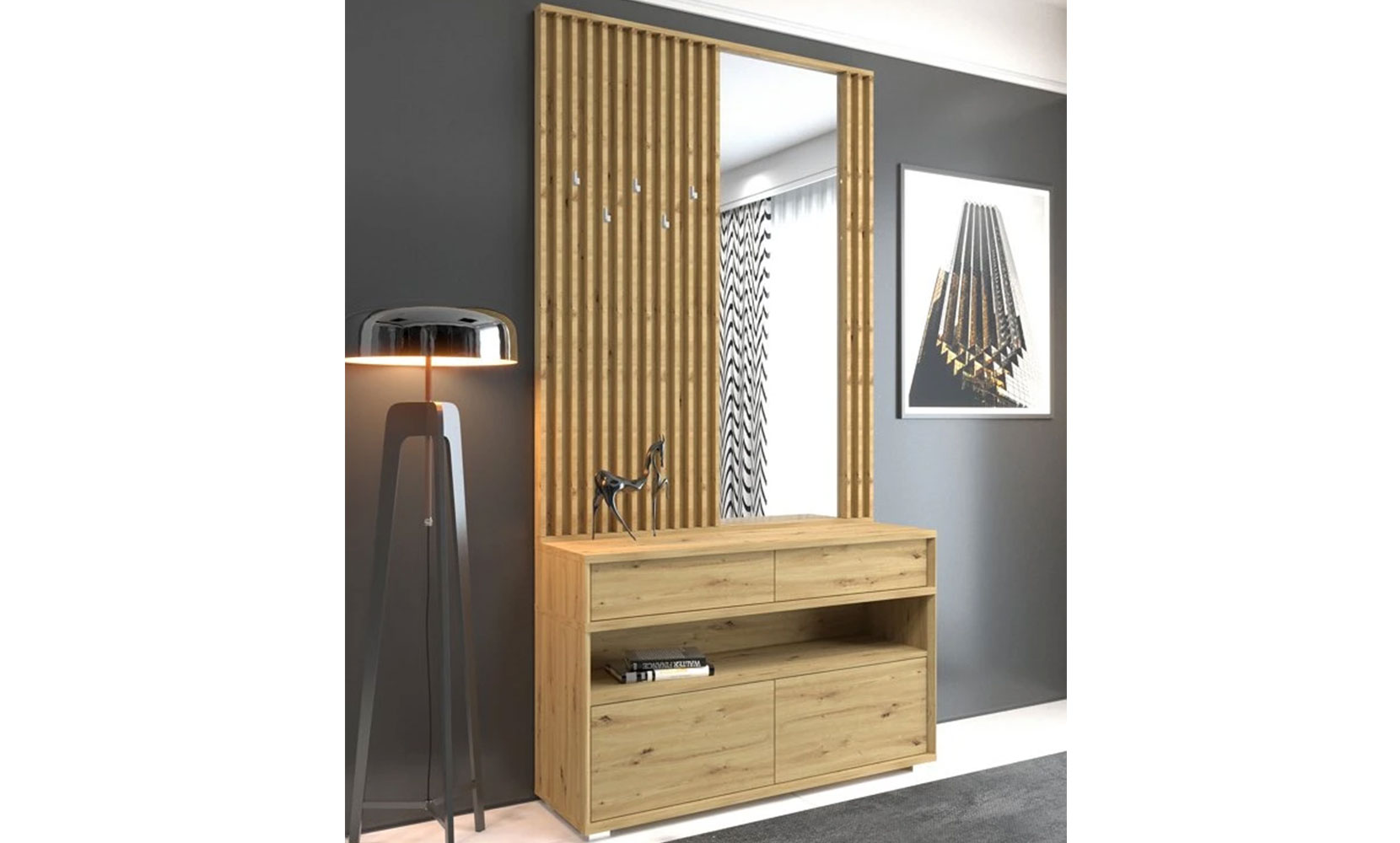 Тумба для взуття Делі передпокій тумба KOM2K дуб артізан - фото 5