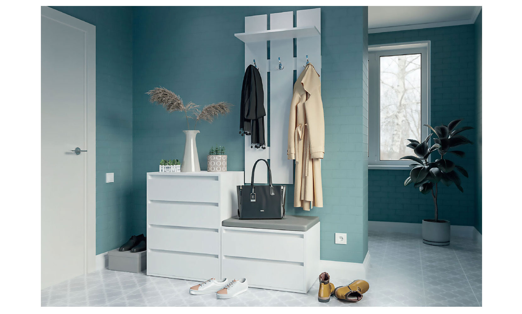 Готові рішення для прихожої Меланія прихожа к-т 1,2м німфея альба/флай 2232 - фото 1