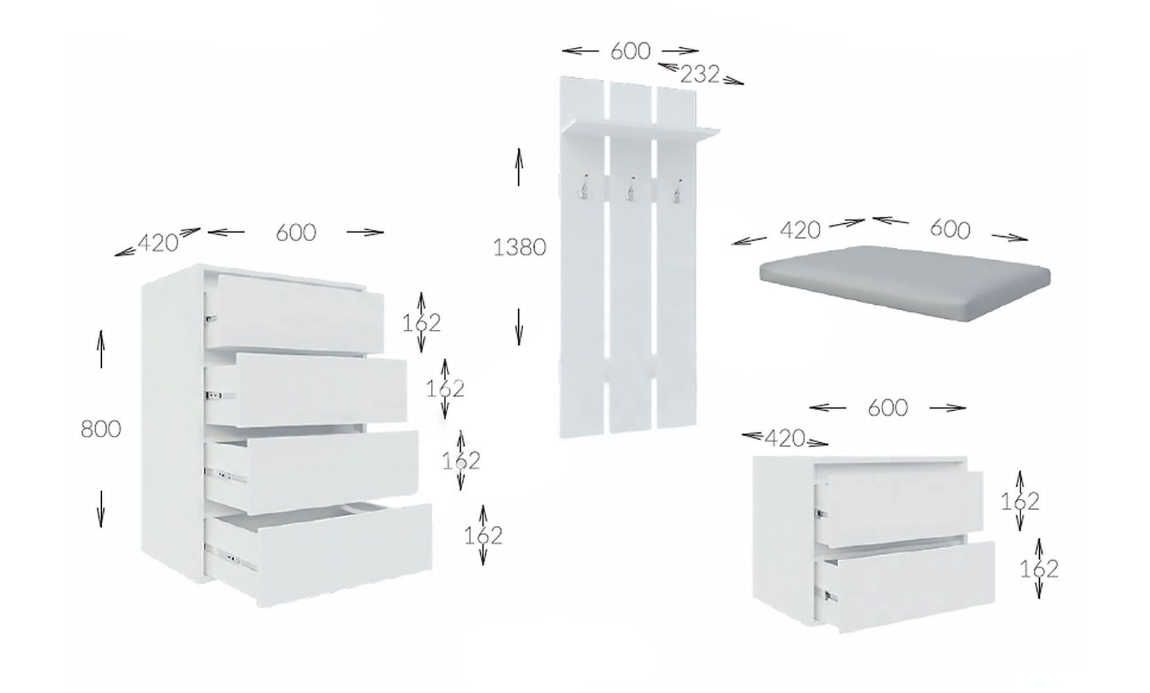 Готові рішення для прихожої Меланія прихожа к-т 1,2м німфея альба/флай 2232 - фото 5