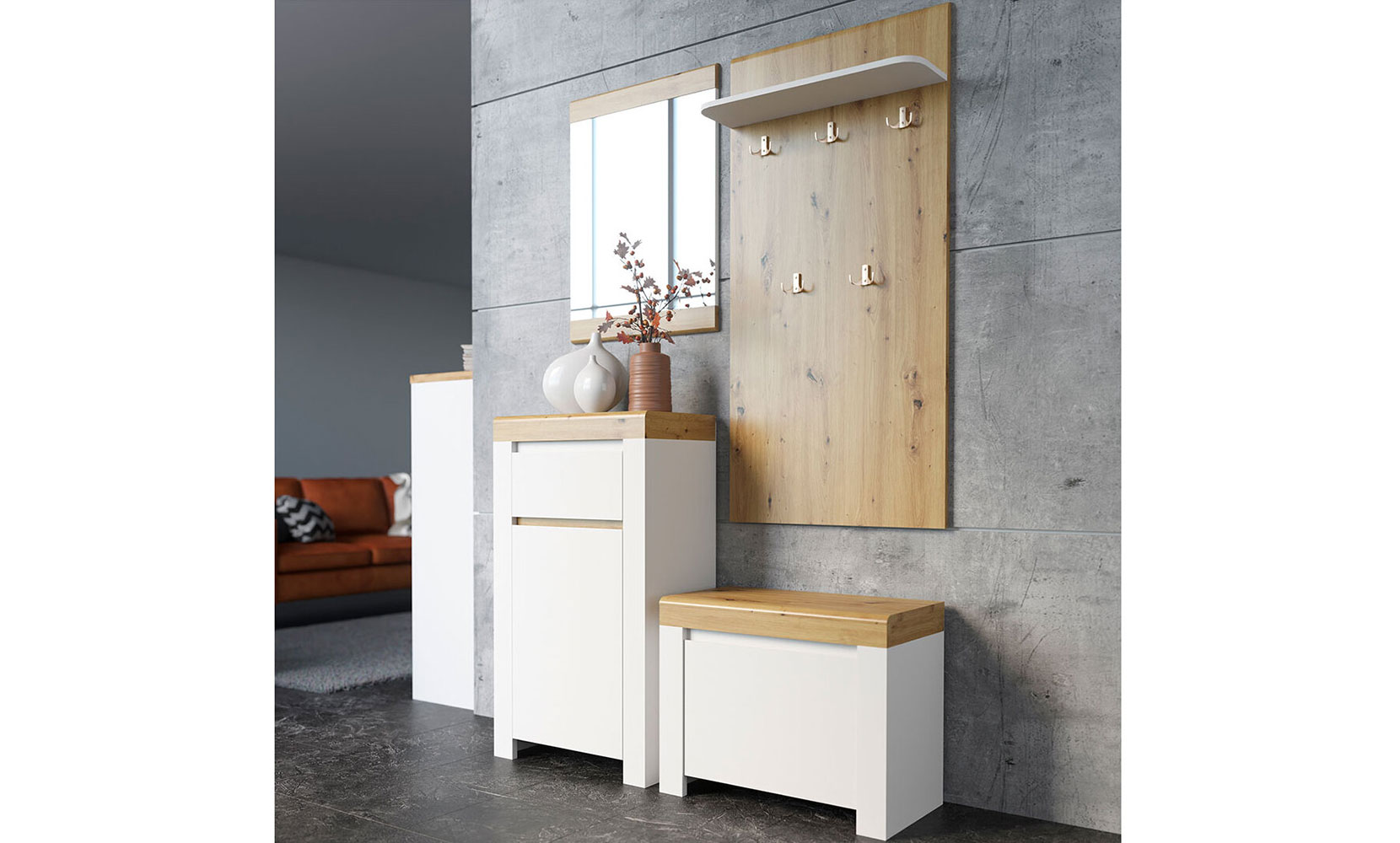 Готові рішення для прихожої Ріко німфеа альба/дуб артизан - фото 1