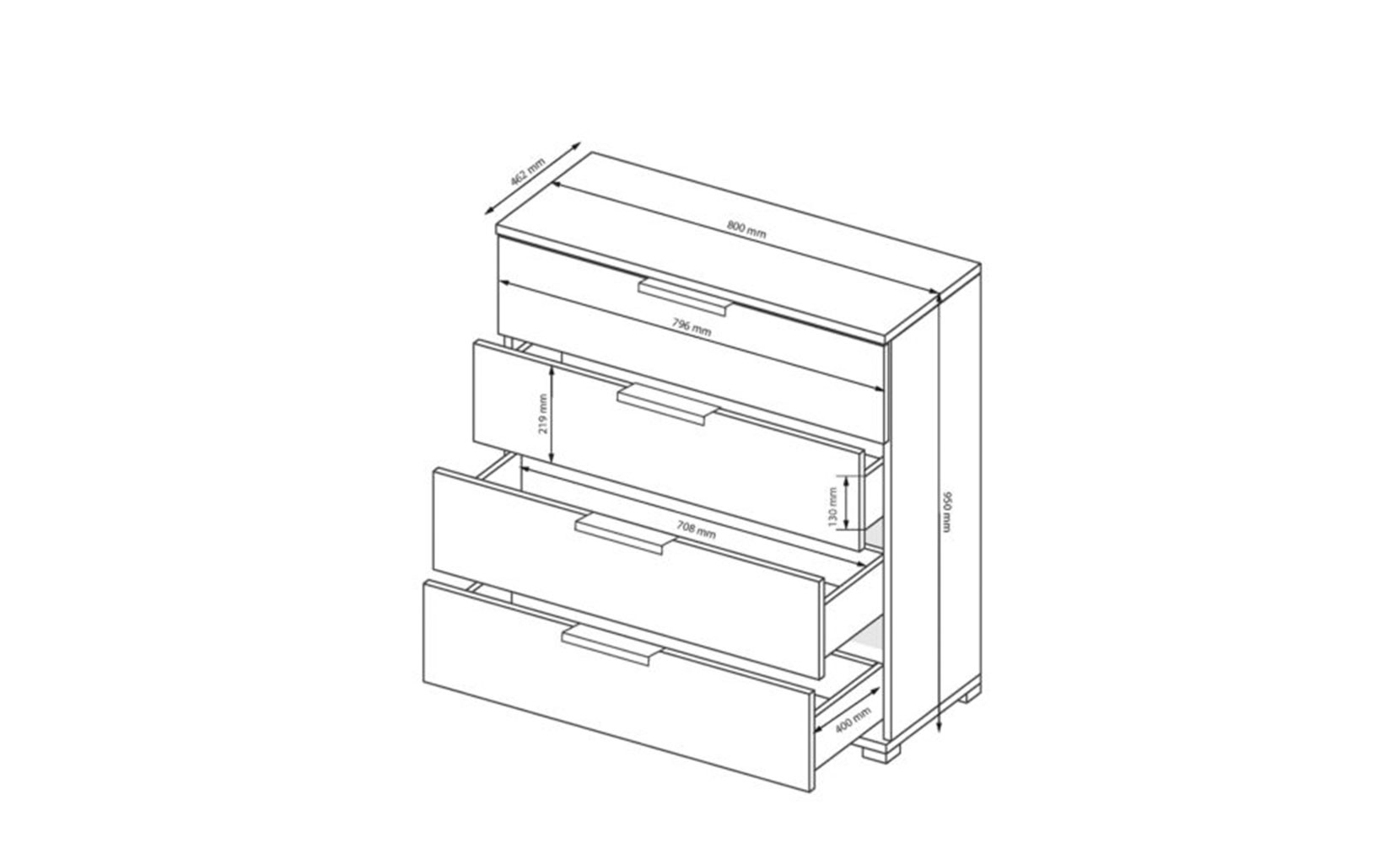 Комод Луна Джуніор LN-164 комод дуб крафт/мат лава - фото 2