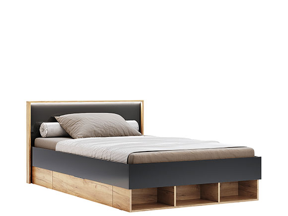 Луна Джуніор LN-132 ліжко 1,2*2,0 з шухлядами дуб крафт/мат лава