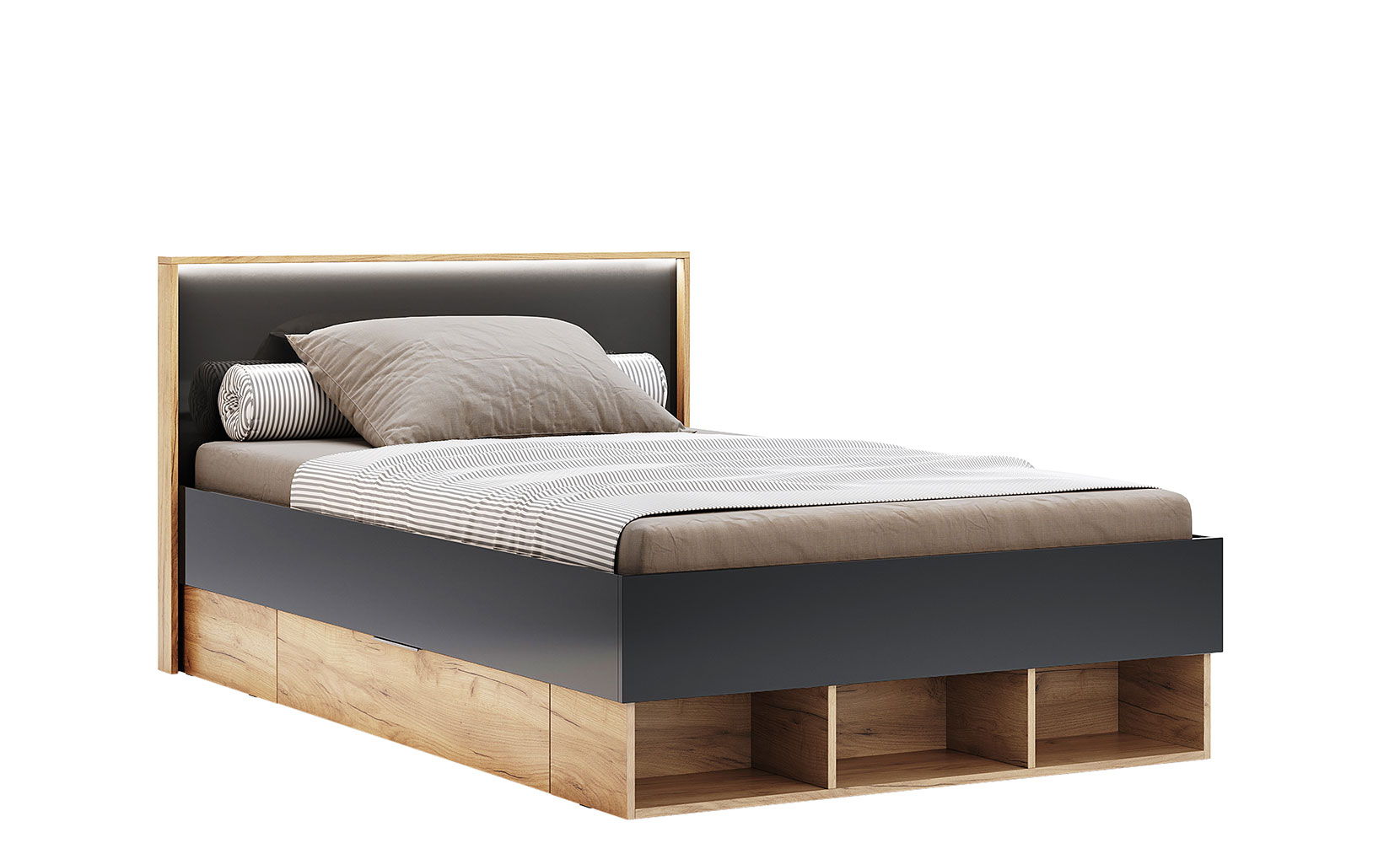 Дитяче ліжко Луна Джуніор LN-132 ліжко 1,2*2,0 з шухлядами дуб крафт/мат лава - фото 1