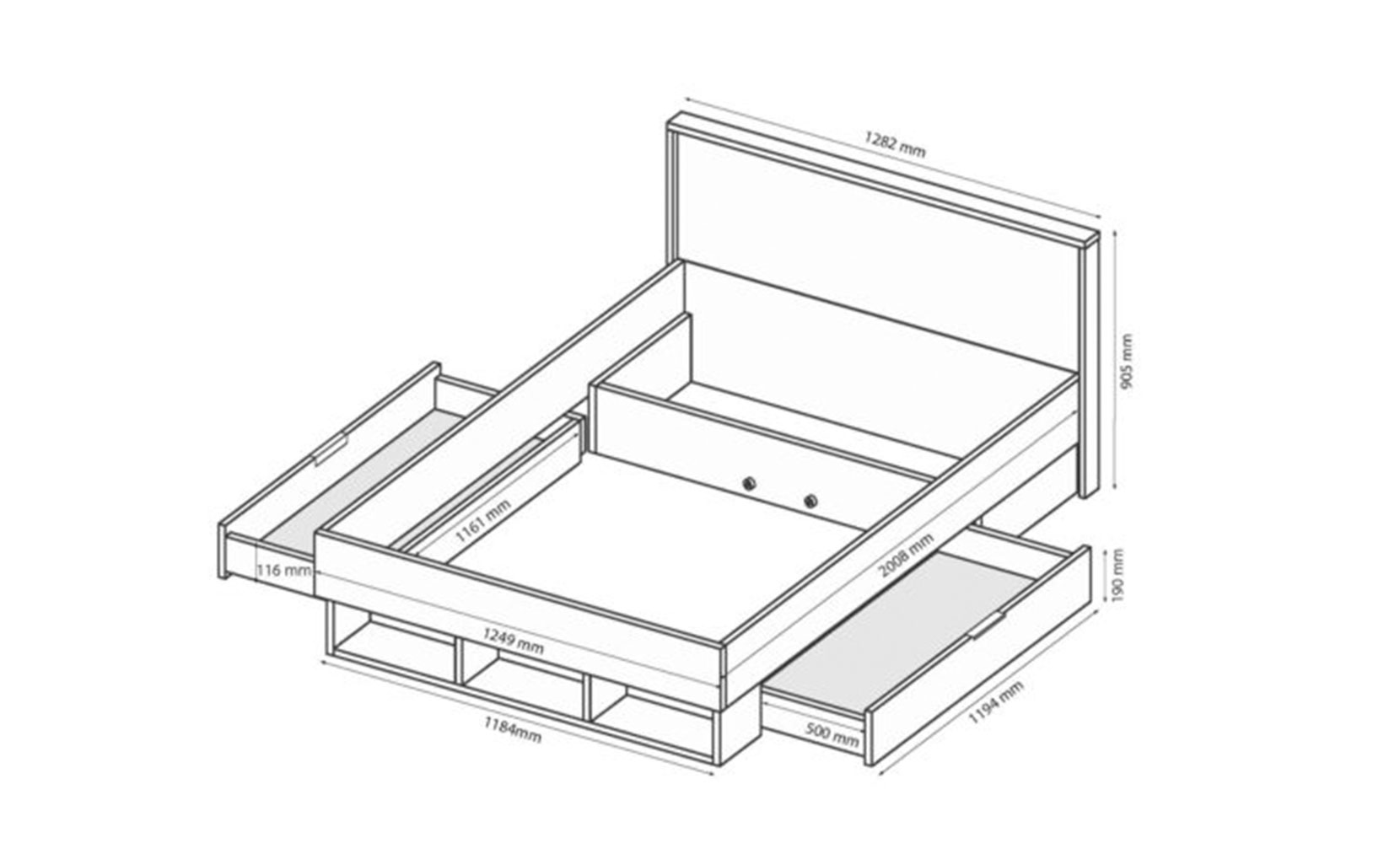 Дитяче ліжко Луна Джуніор LN-132 ліжко 1,2*2,0 з шухлядами дуб крафт/мат лава - фото 3