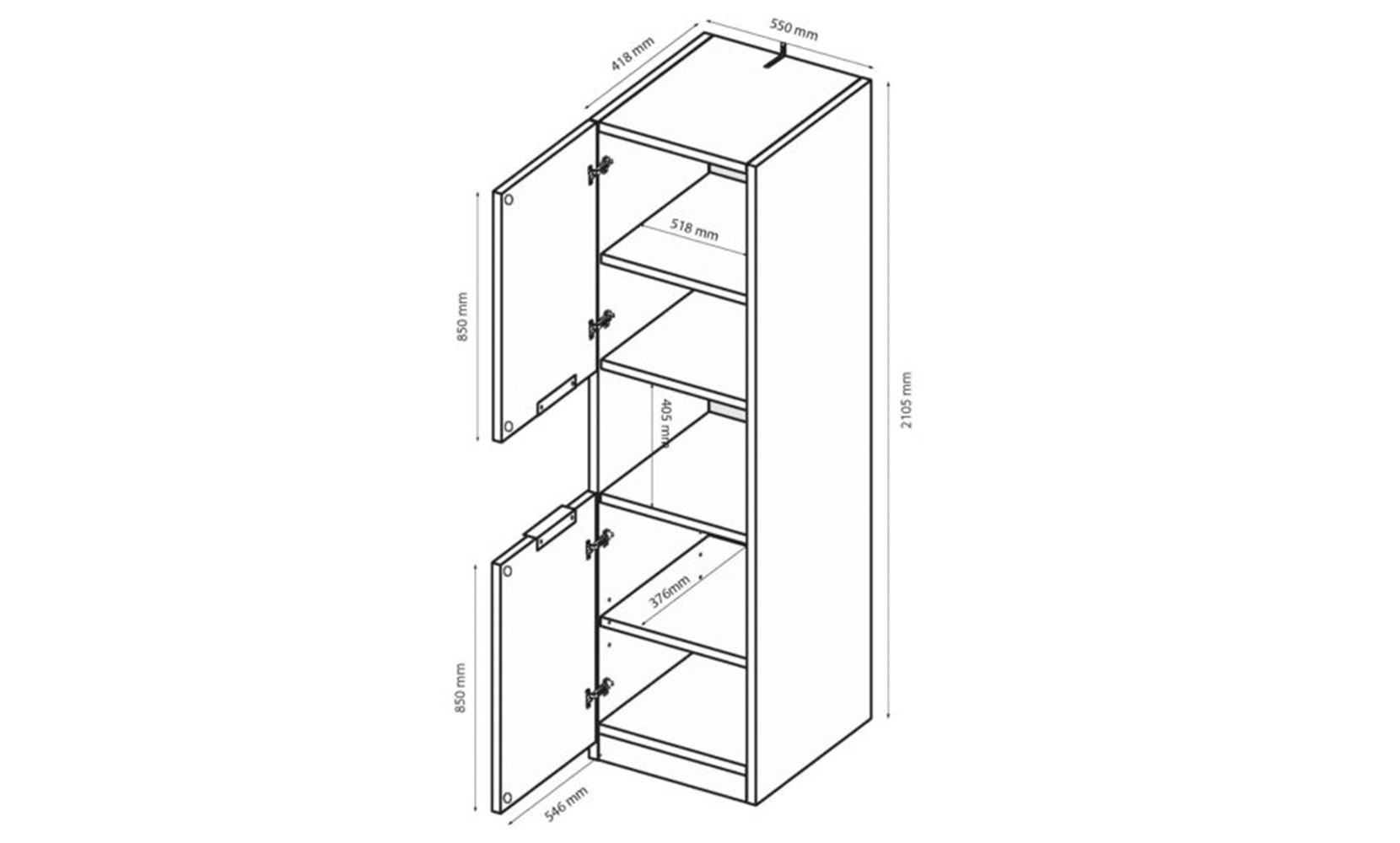 Шафа в дитячу Луна Джуніор LN-102 Пенал 2дв дуб крафт/мат лава - фото 3