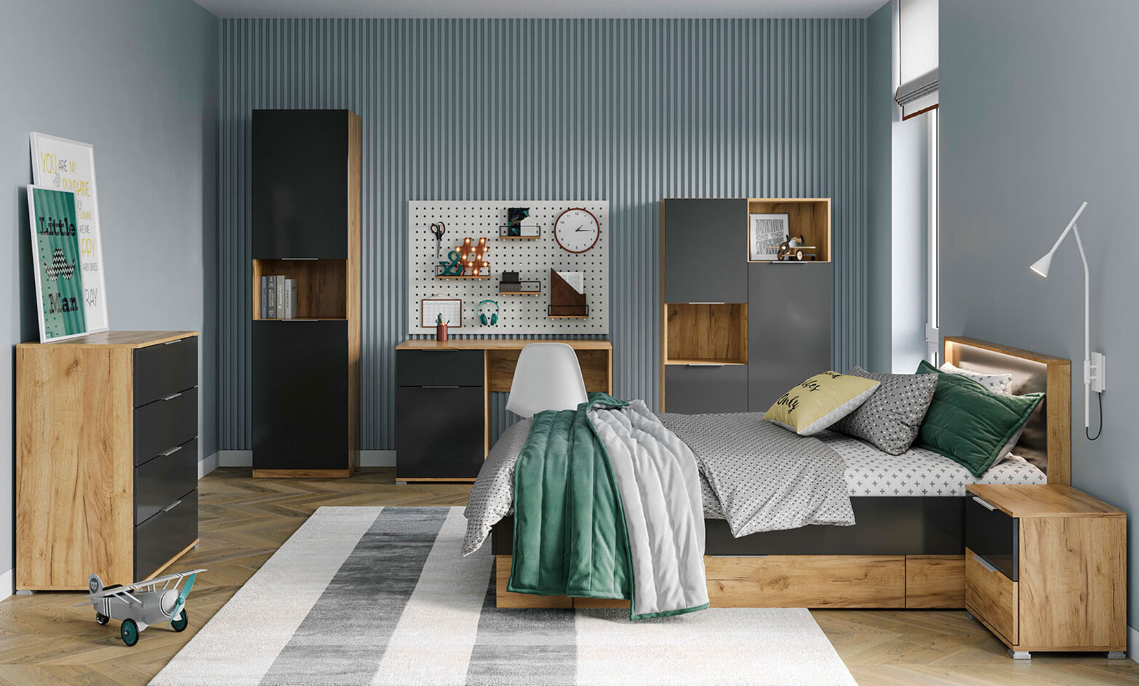 Шафа в дитячу Луна Джуніор LN-102 Пенал 2дв дуб крафт/мат лава - фото 4