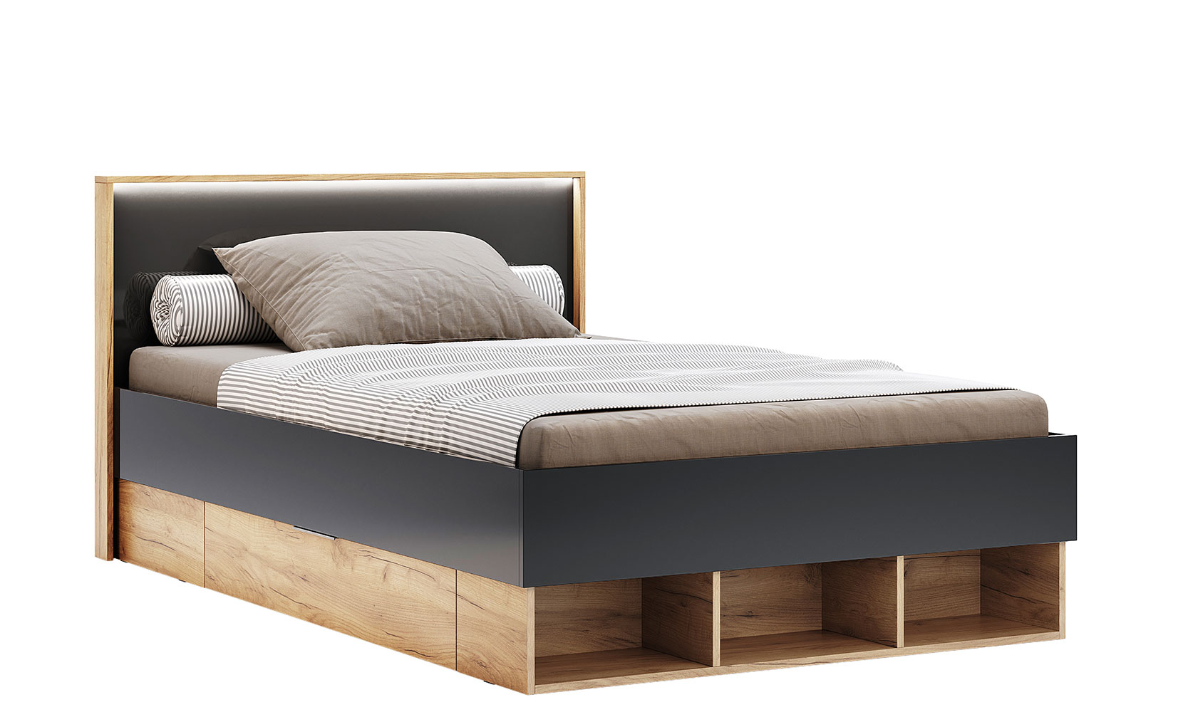 Дитяче ліжко Луна Джуніор LN-134 Ліжко 1,4*2,0 з шухлядами дуб крафт/мат лава - фото 1